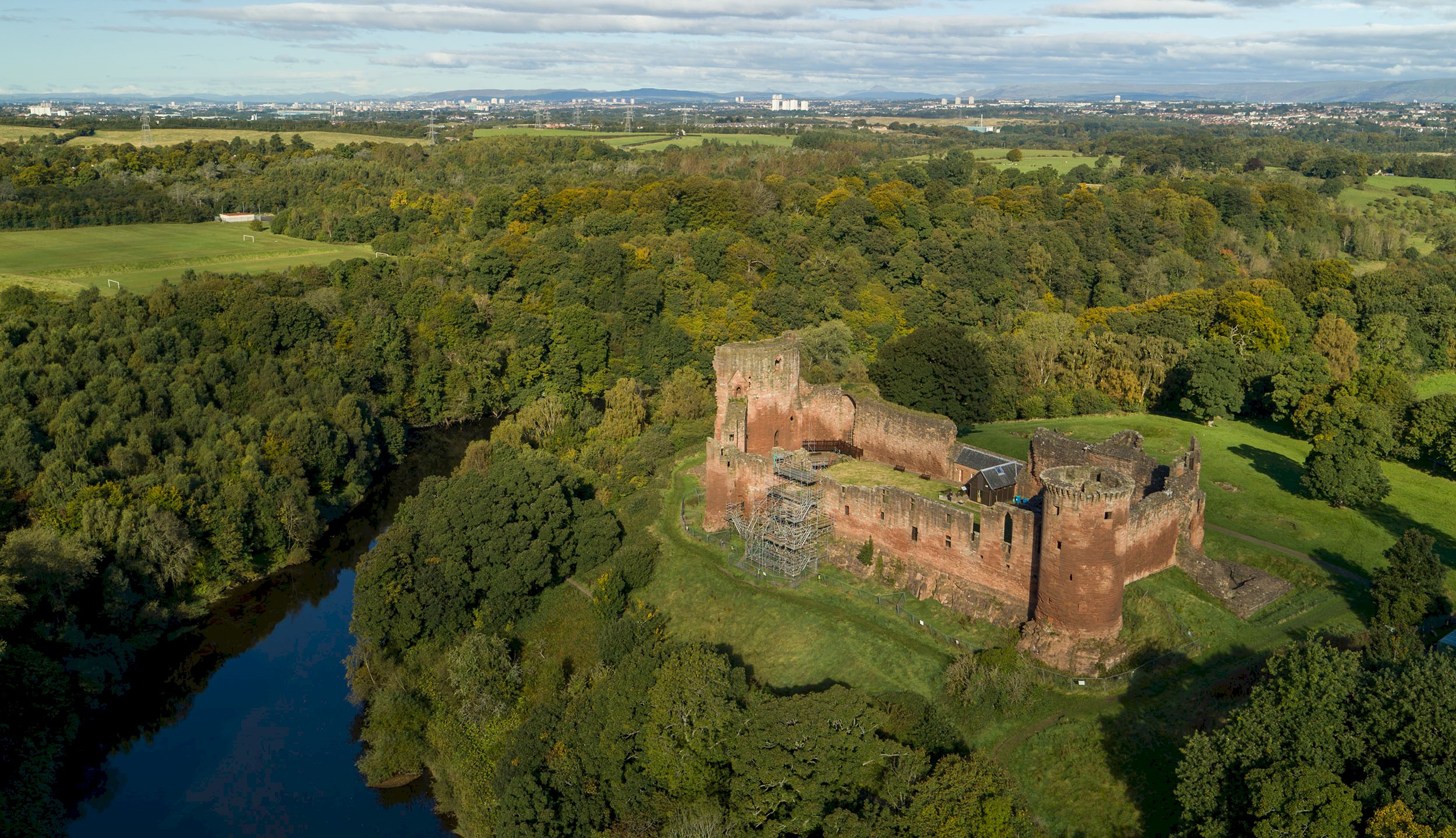 Aerial view of Bothwell Castle