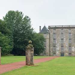 Exterior view of Kinneil House from in front of the driveway