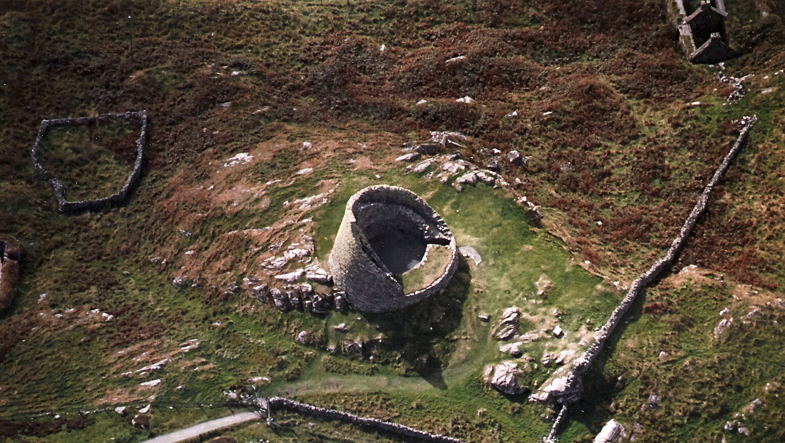 Aerial view on the remains of a broch