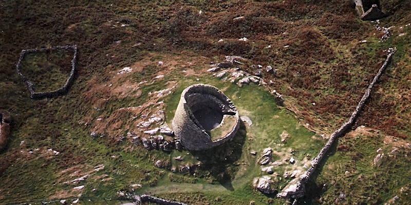 Aerial view on the remains of a broch