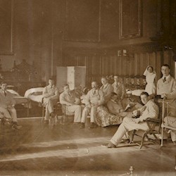 Soldiers convalescing in the Dining Room at Glamis Castle during the First World War