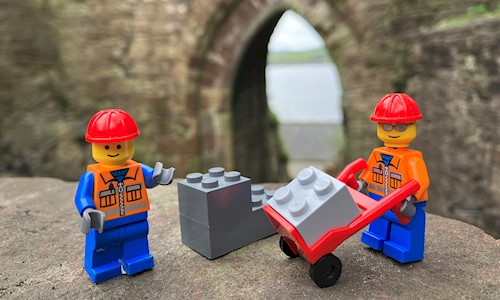 Lego figures in the grounds of Dumbarton Castle