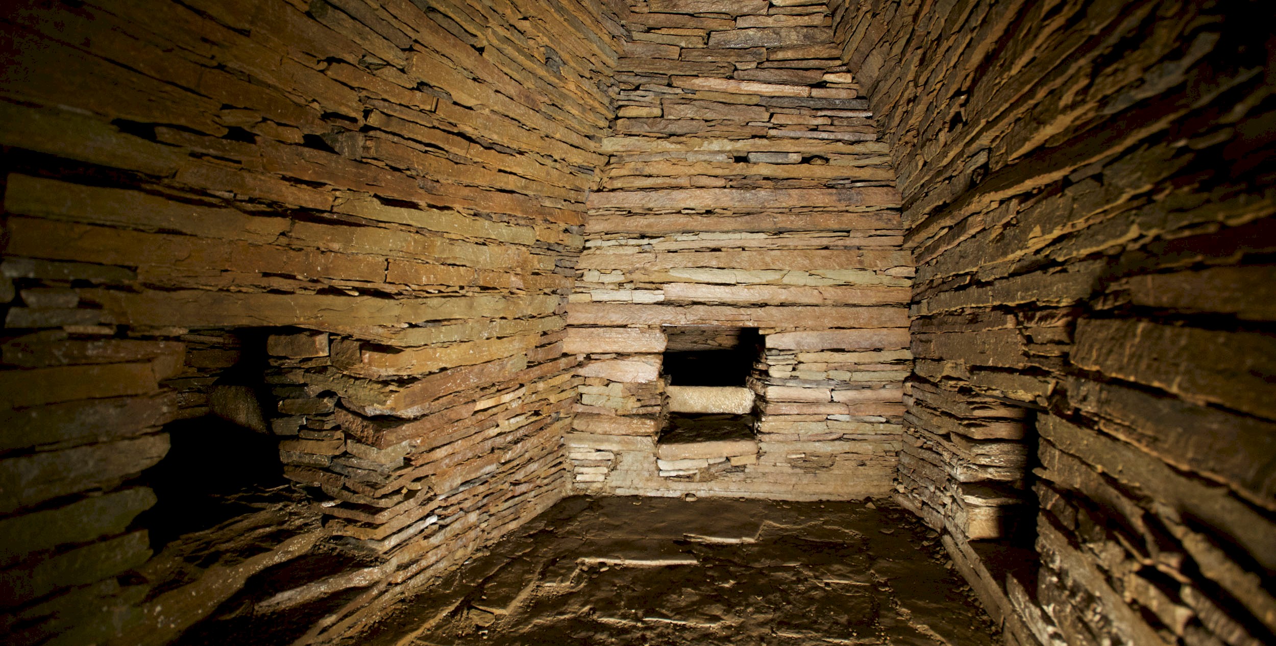 View of the interior of a chambered cairn