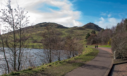 A general view of a park and a loch