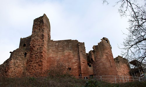General view of the exterior of a castle 