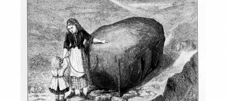 Photographic copy of engraving showing St Anthony's Well (Holyrood Park) copied from 'Ballingall's Edinburgh Past and Present'