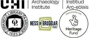 Logos for Orkney College, Orkney Library & Archive, Ness of Brodgar Trust and The National Heritage Lottery Fund