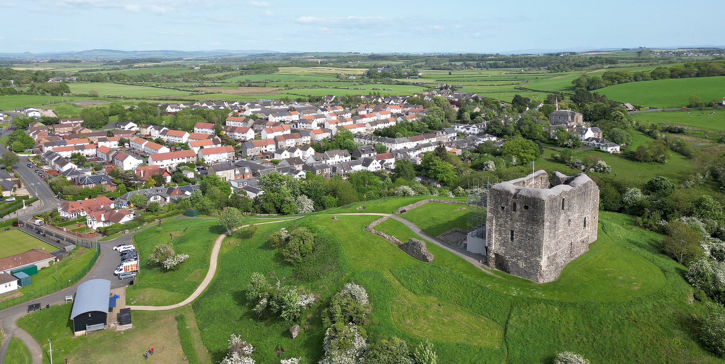 Aerial view of Dundonald Castle