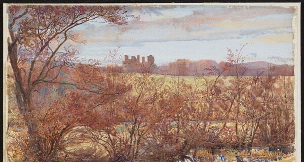 Painting of Huntly Castle and landscape by George Wilson