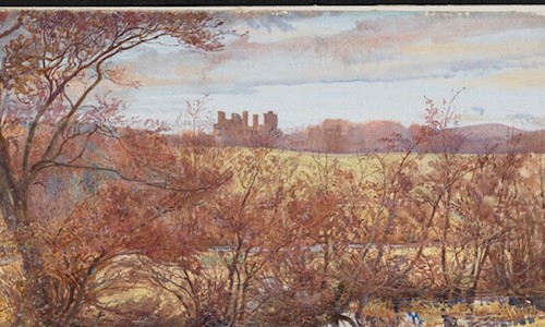 Painting of Huntly Castle and landscape by George Wilson