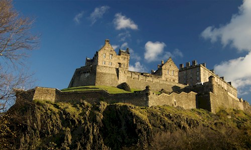 General view of Edinburgh Castle in strong sunlight