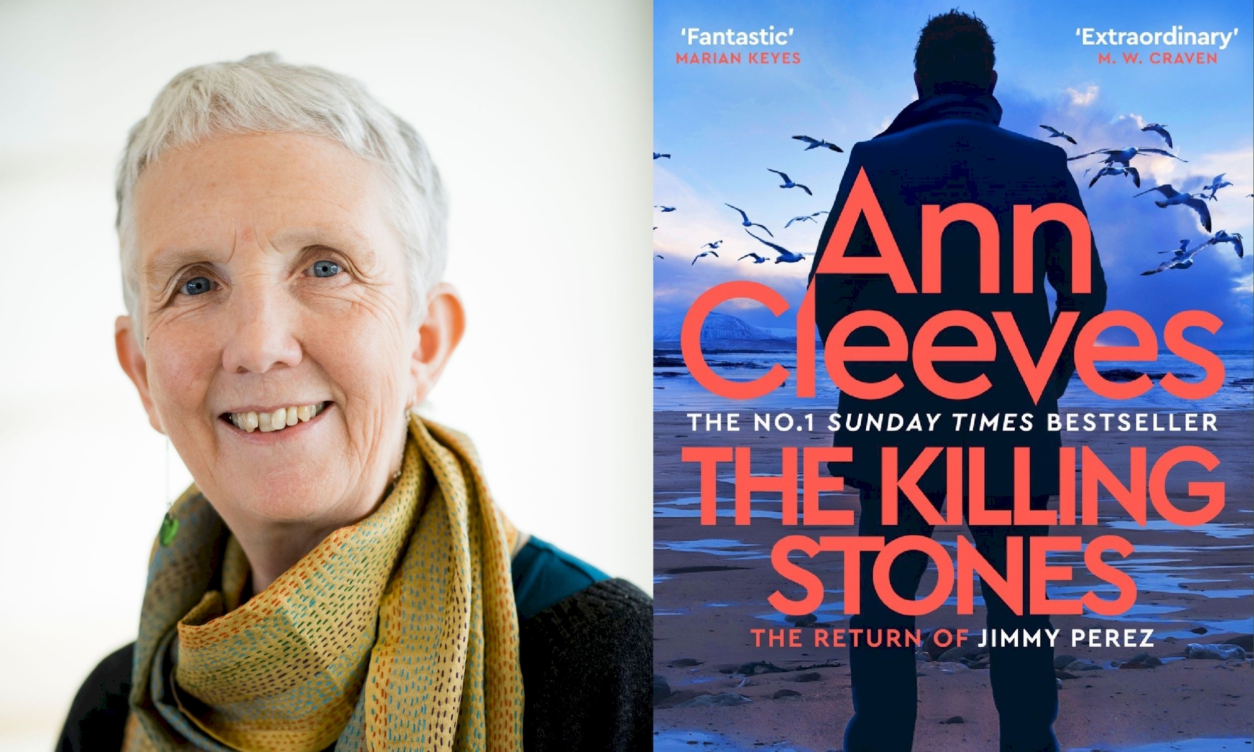 Portrait of Ann Cleeves and her new book