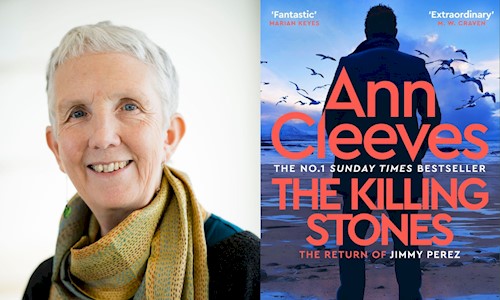 Portrait of Ann Cleeves and her new book