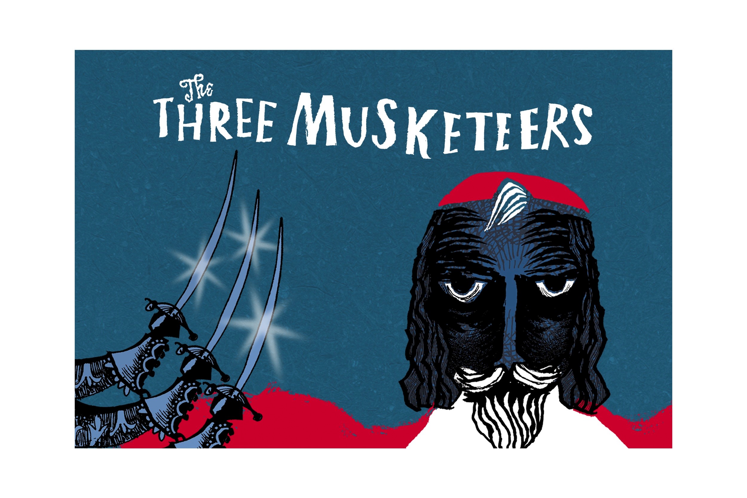 A promotional poster for The Three Musketeers including 3 swords