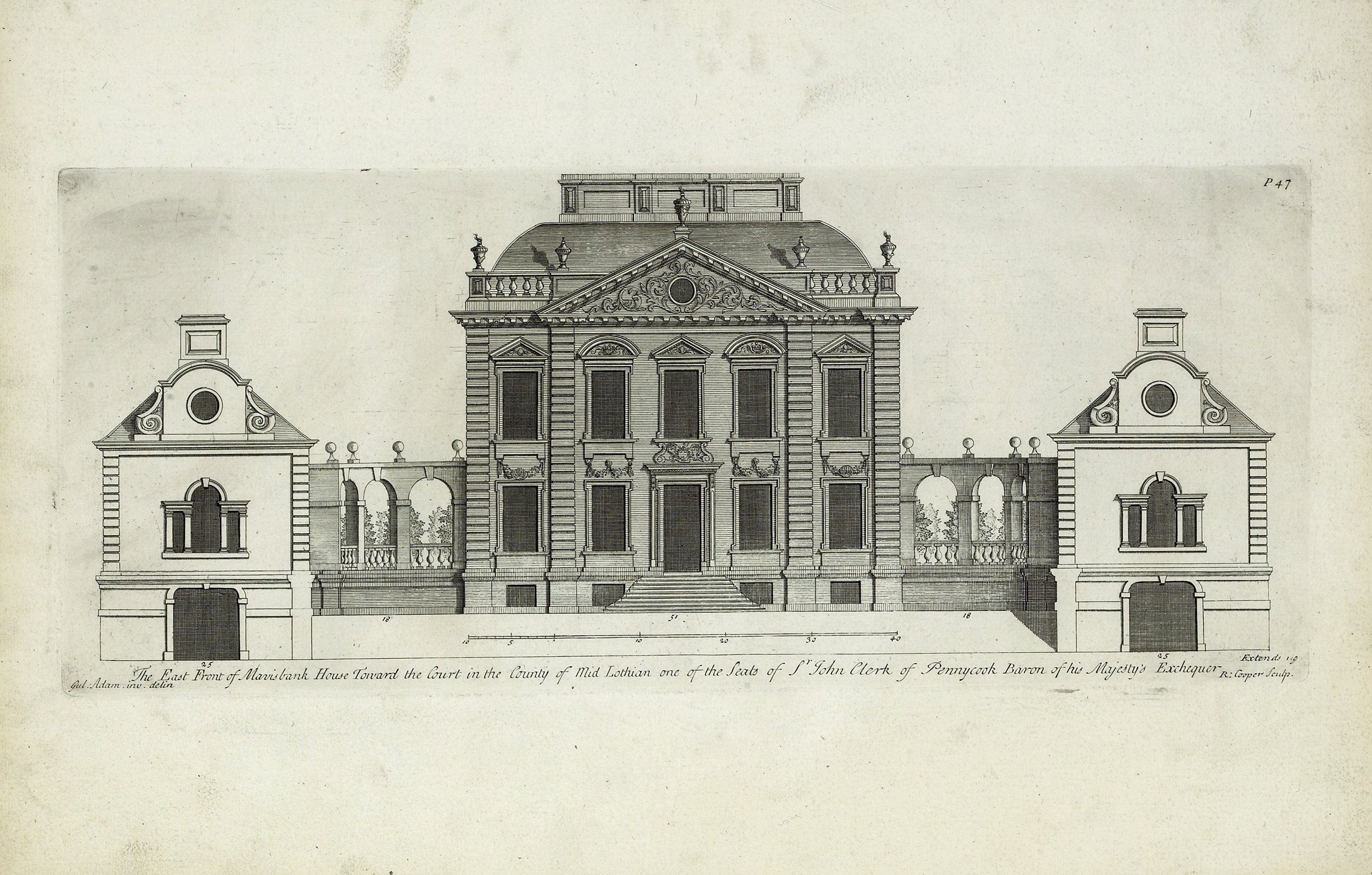 Copy of East Front Elevation of Mavisbank House, Midlothian