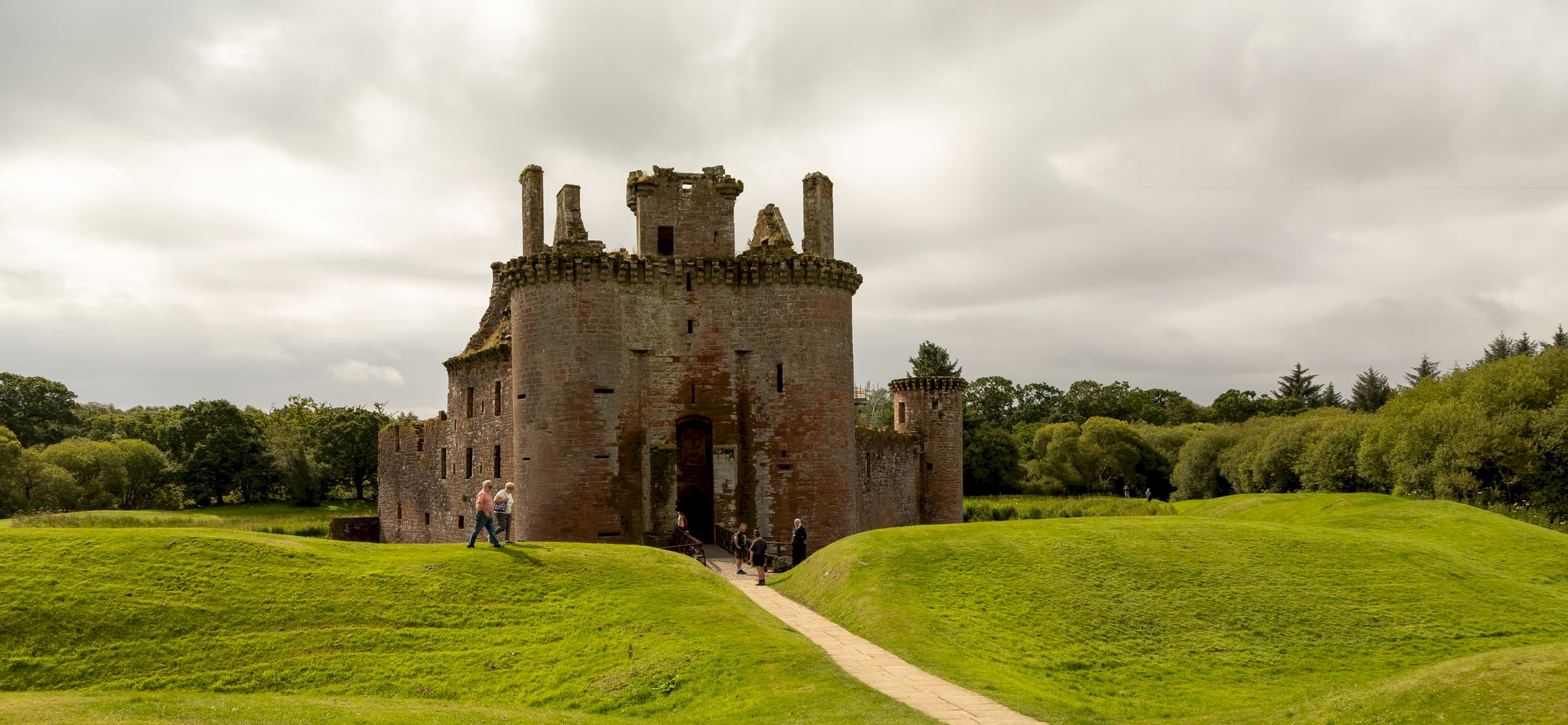 View of a unique triangular shaped castle