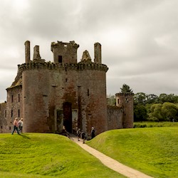 View of a unique triangular shaped castle
