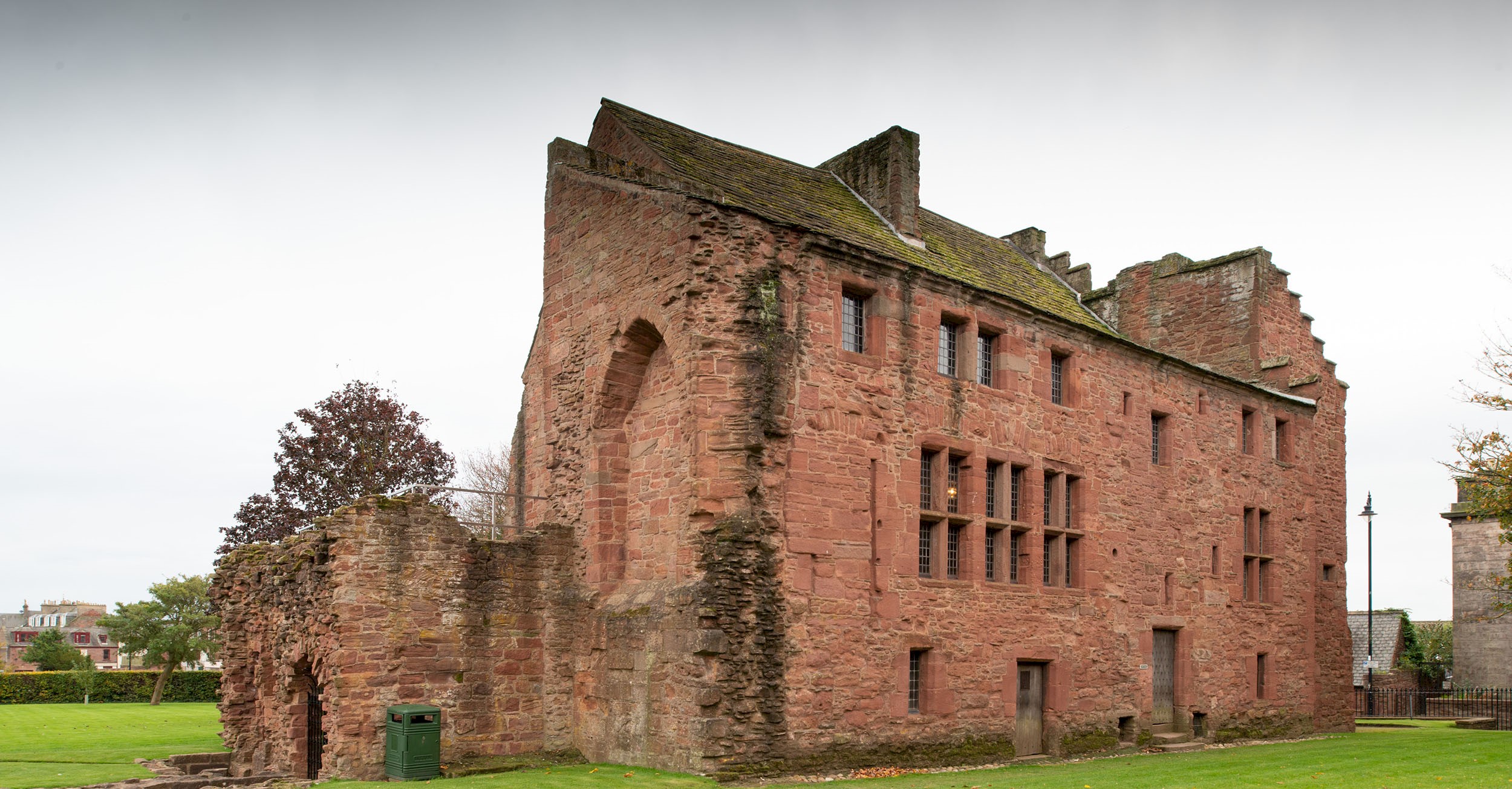 View of the exterior of an historic abbey