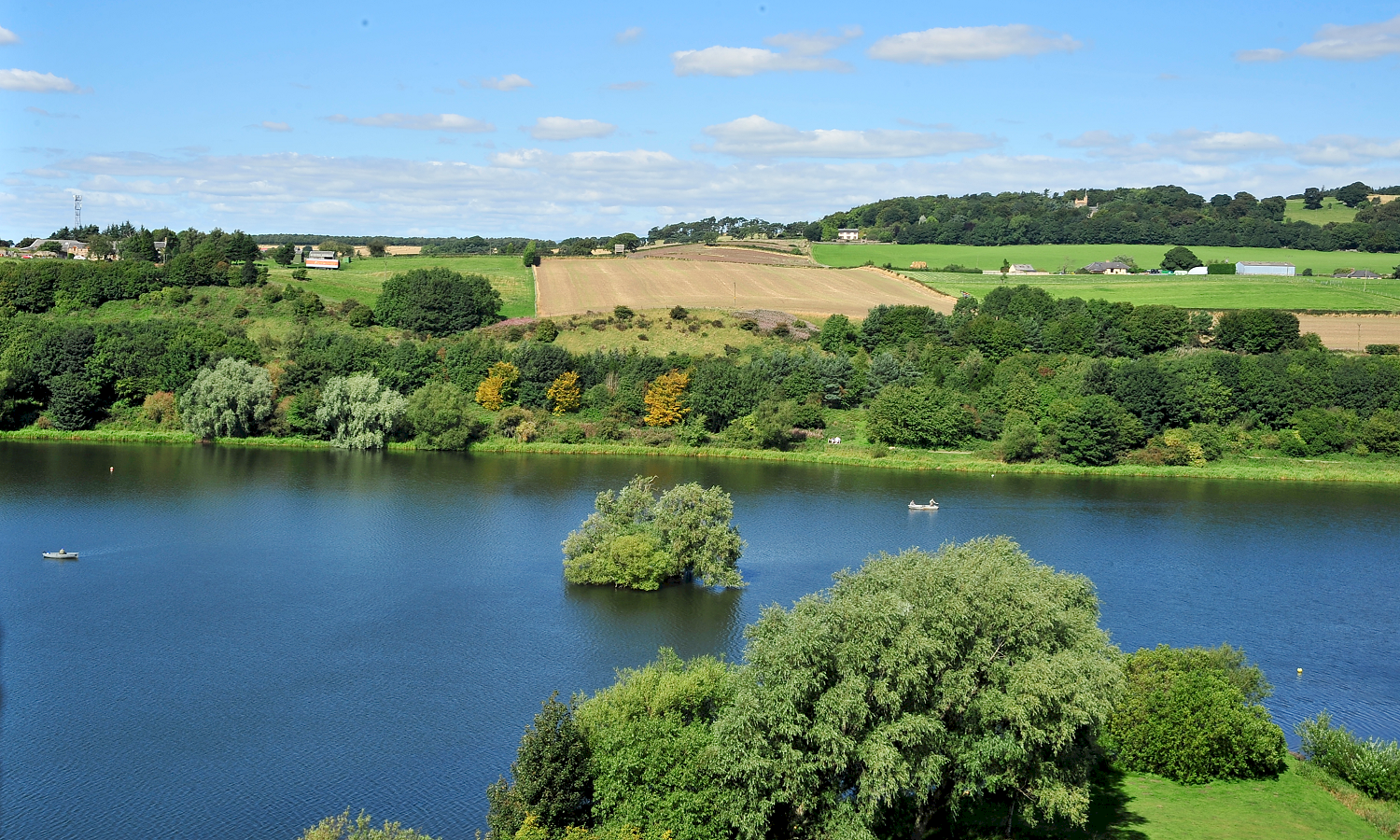 View from an upper window at Linlithgow Palace over the Peel and Loch