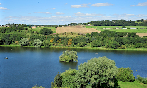 View from an upper window at Linlithgow Palace over the Peel and Loch