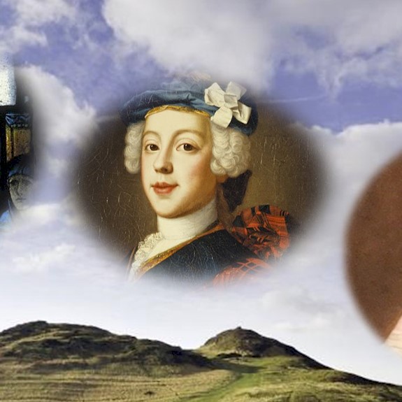 Illustrations of significant Scottish women from throughout history pictured above Edinburgh's Arthur's Seat