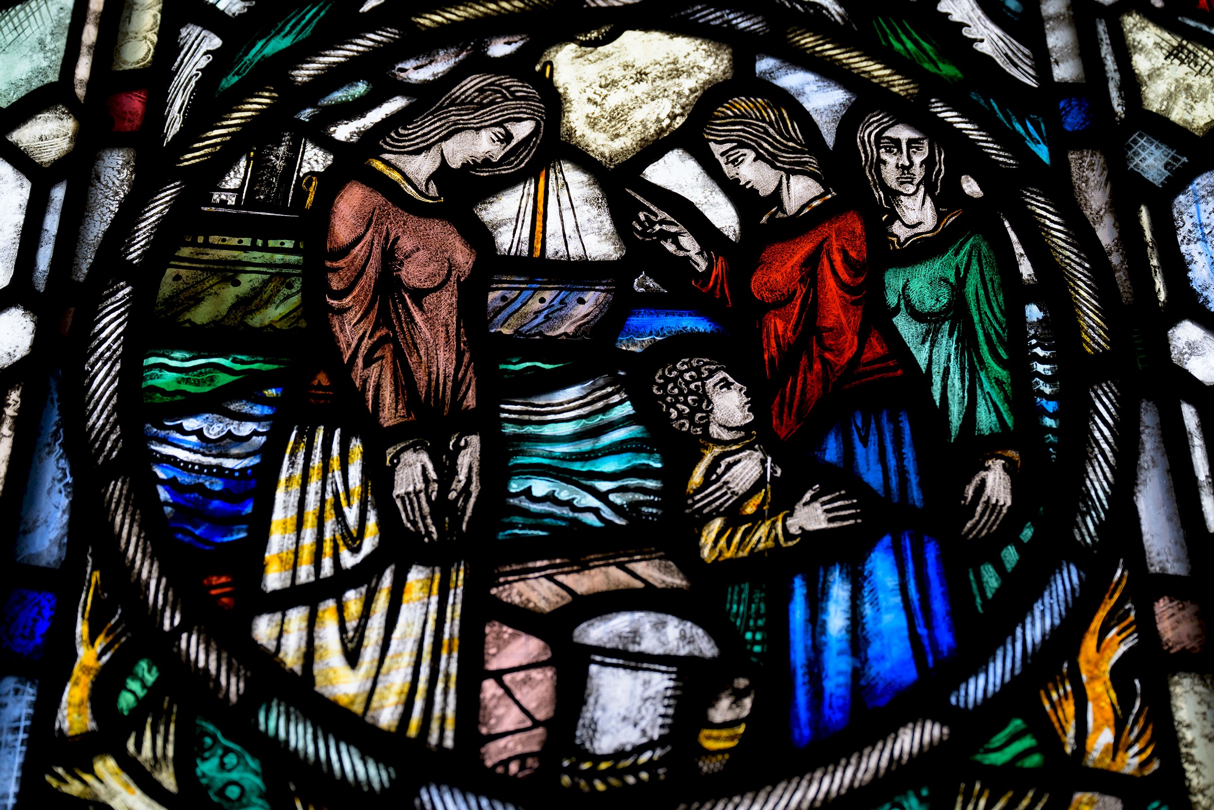 A colourful stained glass window