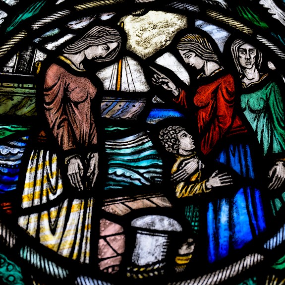 A colourful stained glass window