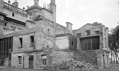 View of East wing of Duff House from 1953 in a half-demolished state