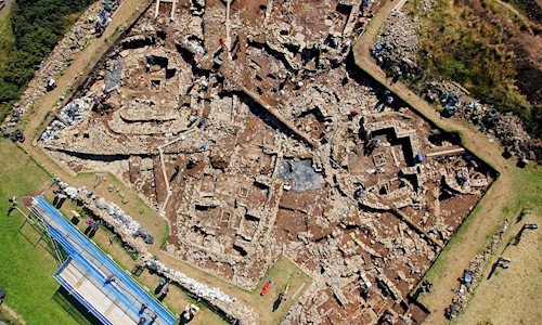 Aerial photo of the Ness of Brodgar excavation